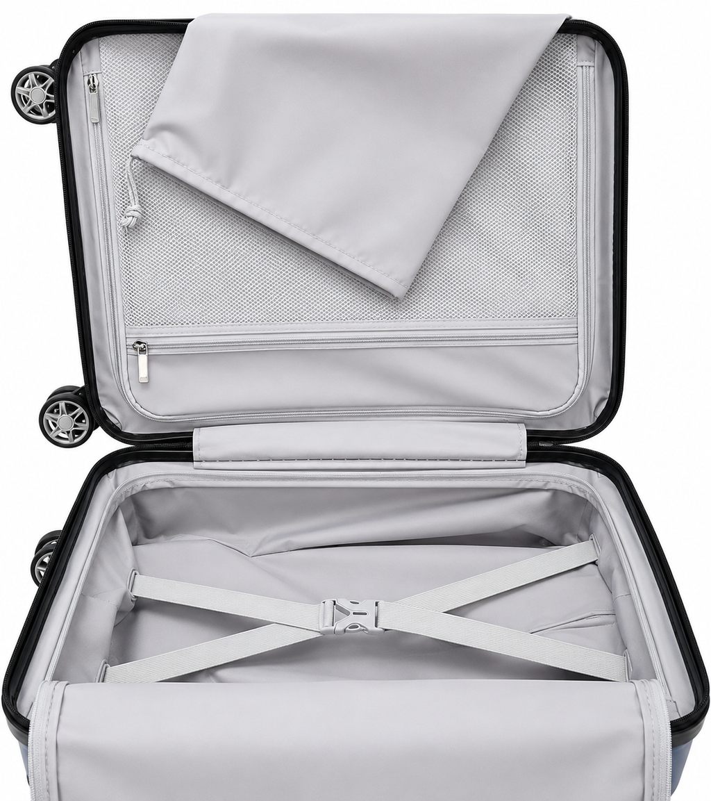Blue Ridge Super Sheen Overhead Hard Shell Spinner Suitcase 55x40x20cm Blue