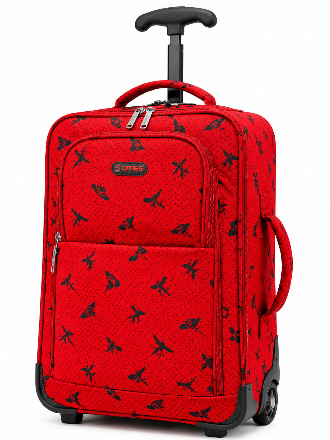 Young Lady in Red Overhead Cabin Bag (50x40x20cm)  Red Black Shoes