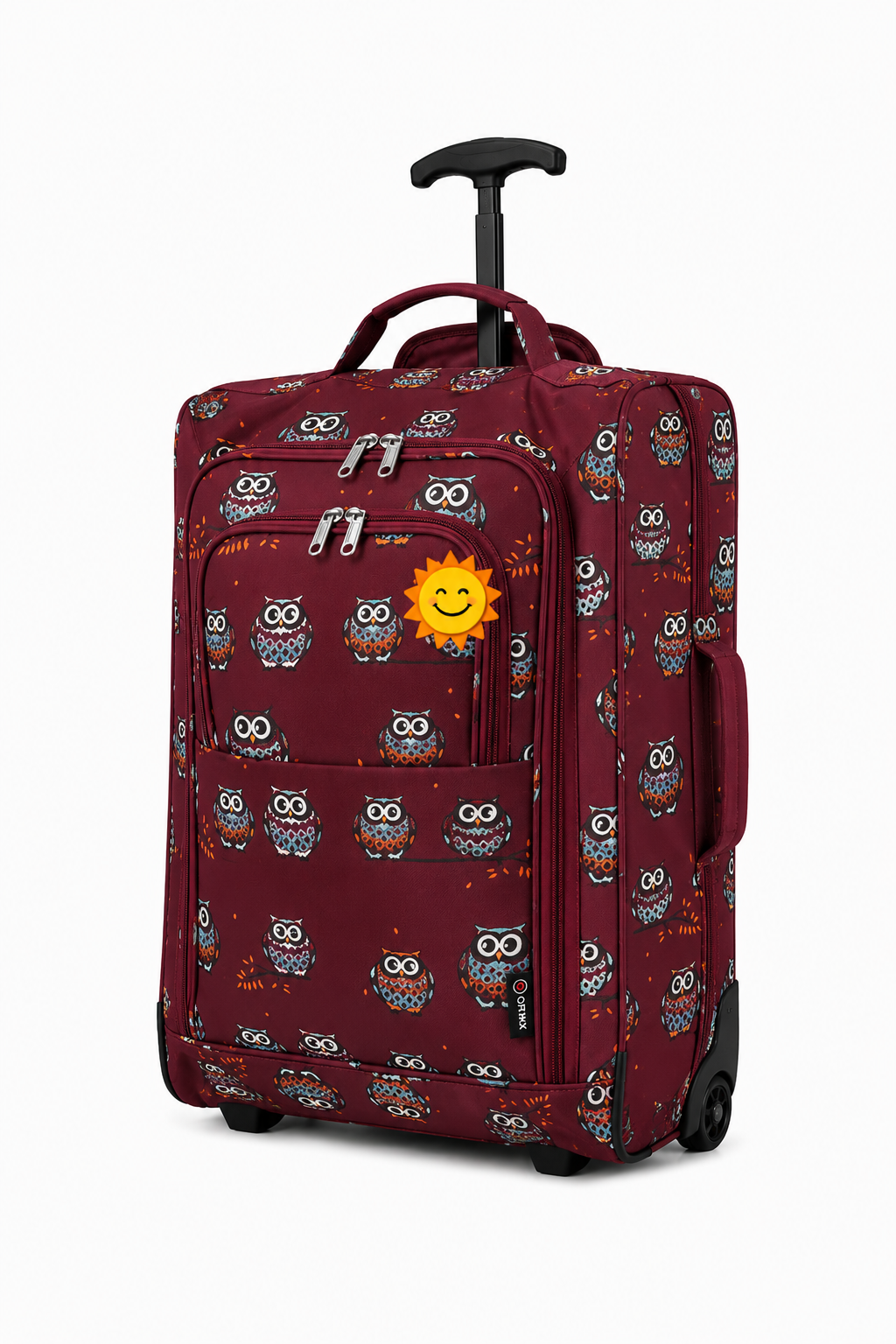 Full Size Overhead Cabin Bag (55x40x20cm) Owl Burgundy
