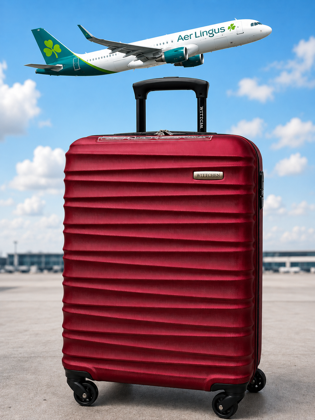 Full Size Overhead Cabin Bag 55x40x20cm 2.5Kg Wittchen Hard Shell Burgundy