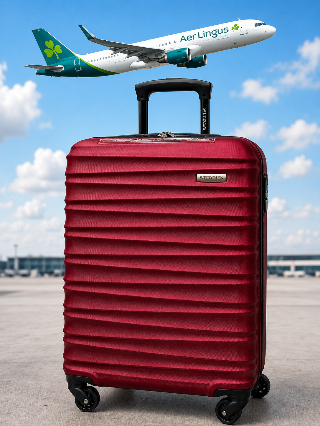Full Size Overhead Cabin Bag 55x40x20cm 2.5Kg Wittchen Hard Shell Burgundy
