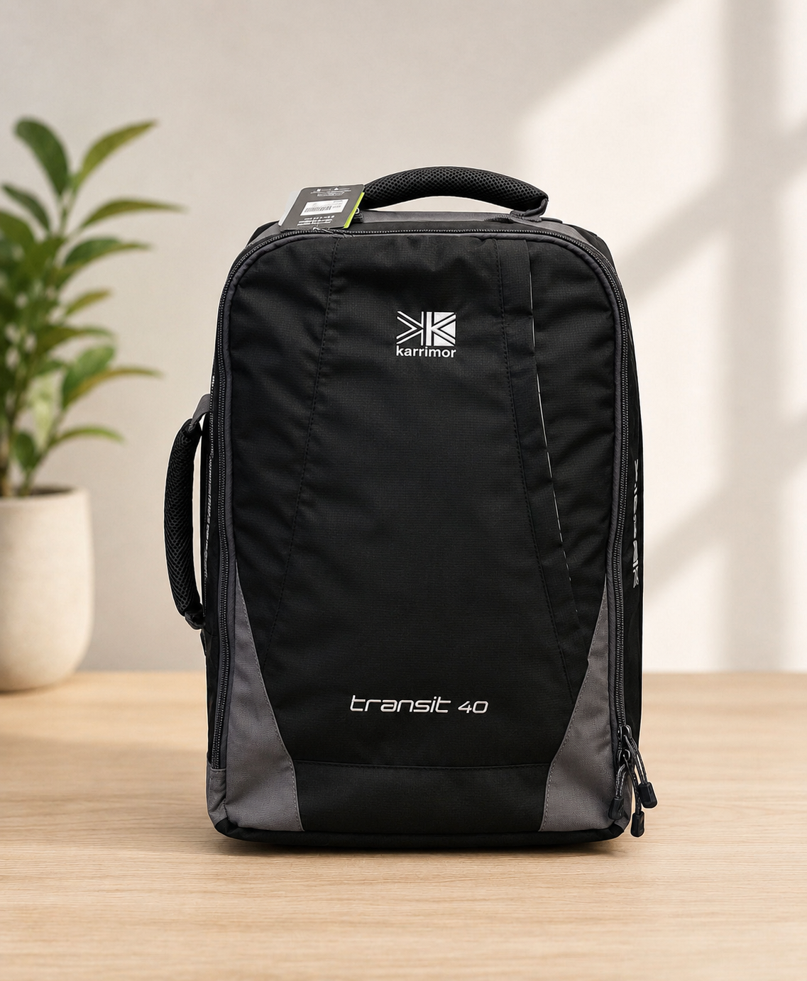 Overhead Cabin Trolley Backpack 55x40x20cm Karrimor Transit 40 Litre  2.5 Kg  Black/Grey