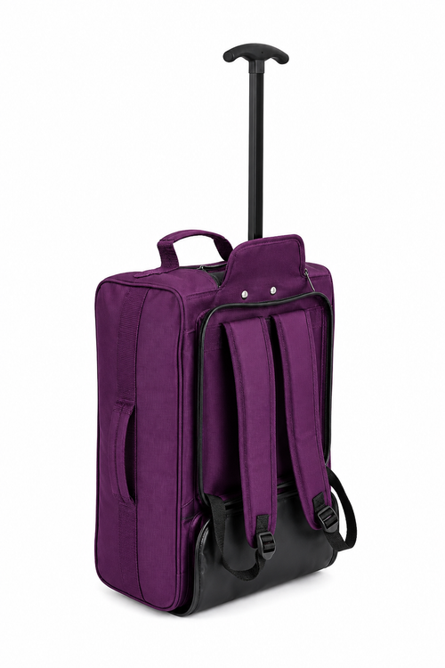 5 Cities 21"/55cm Backpack Trolley Bag Carry On Lightweight Travel Cabin Approved with Shoulder Straps Wheels Suit Case Hand Luggage with 2 Year Warranty, Black, 55 cm, Hand Luggage