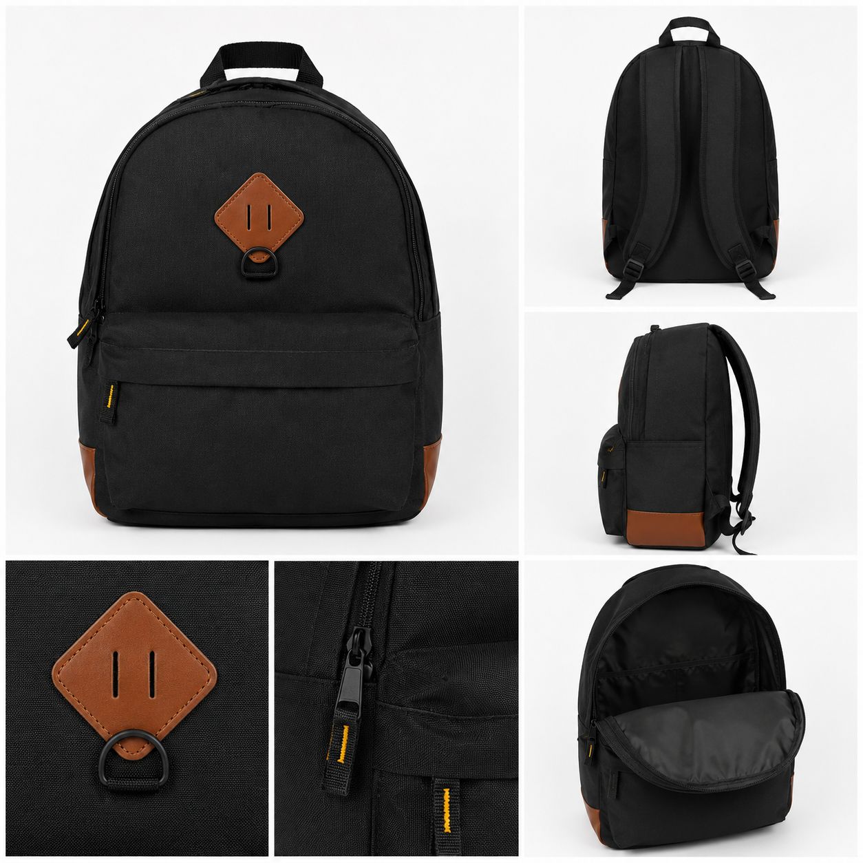 Under Seat Cabin Backpack Black Leather Trim 40x30x20cm