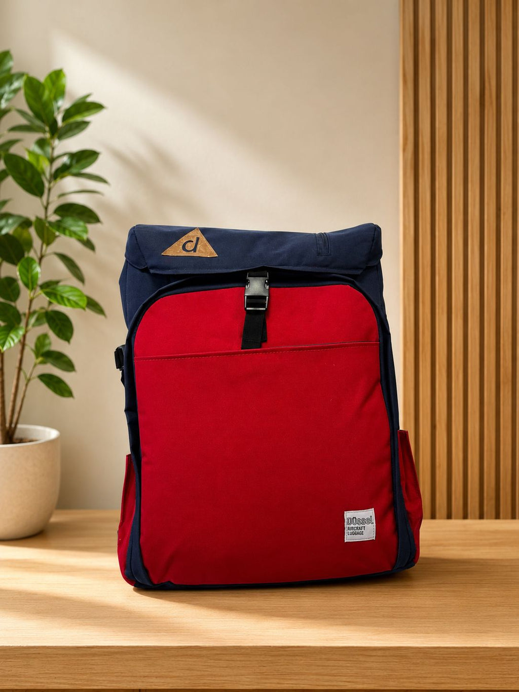 Carry on Overhead Roll-Top Cabin Backpack 55x40x20cm 1.0 Kg Dussel Red and Blue